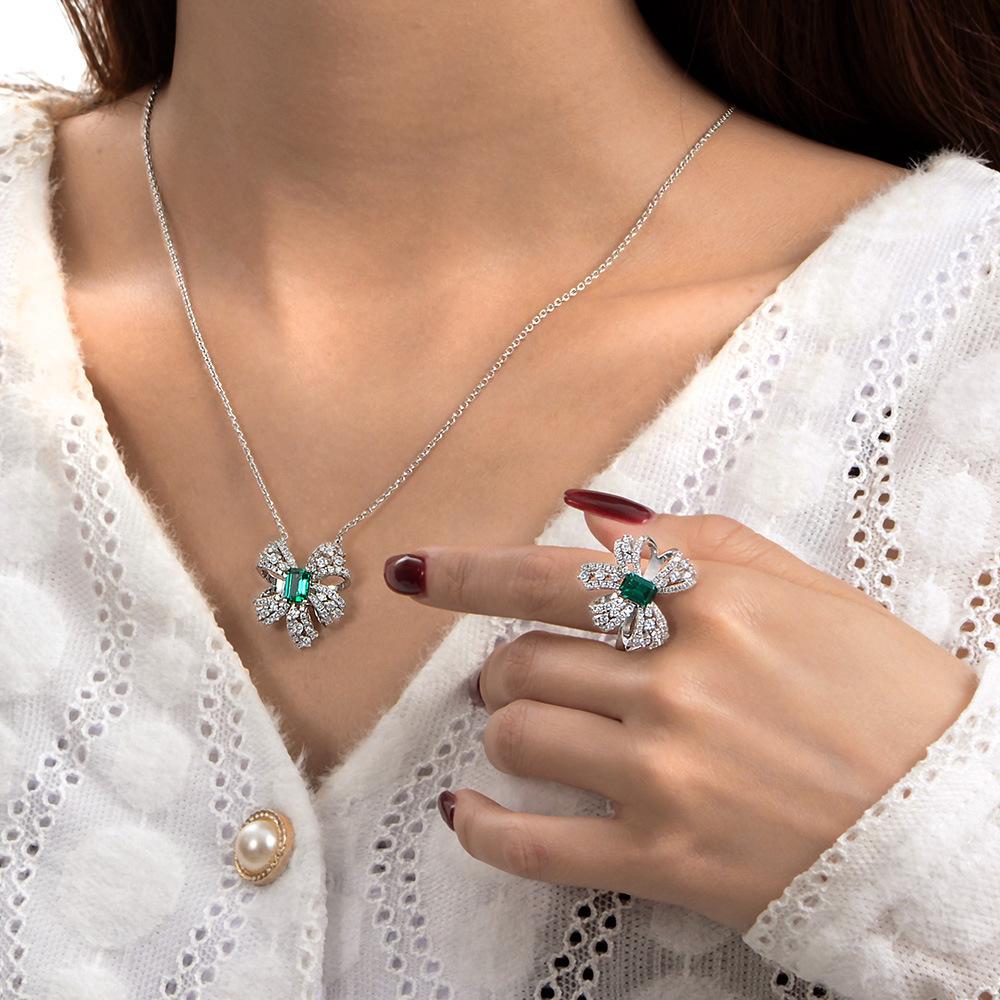 Gica Gema Изумрудные ожерелья с высокоуглеродистыми бриллиантами, стерлинговое серебро 925 пробы, 5*7 мм, кулон, уникальный дизайн, романтические ювелирные украшения, подарки для свадебной вечеринки