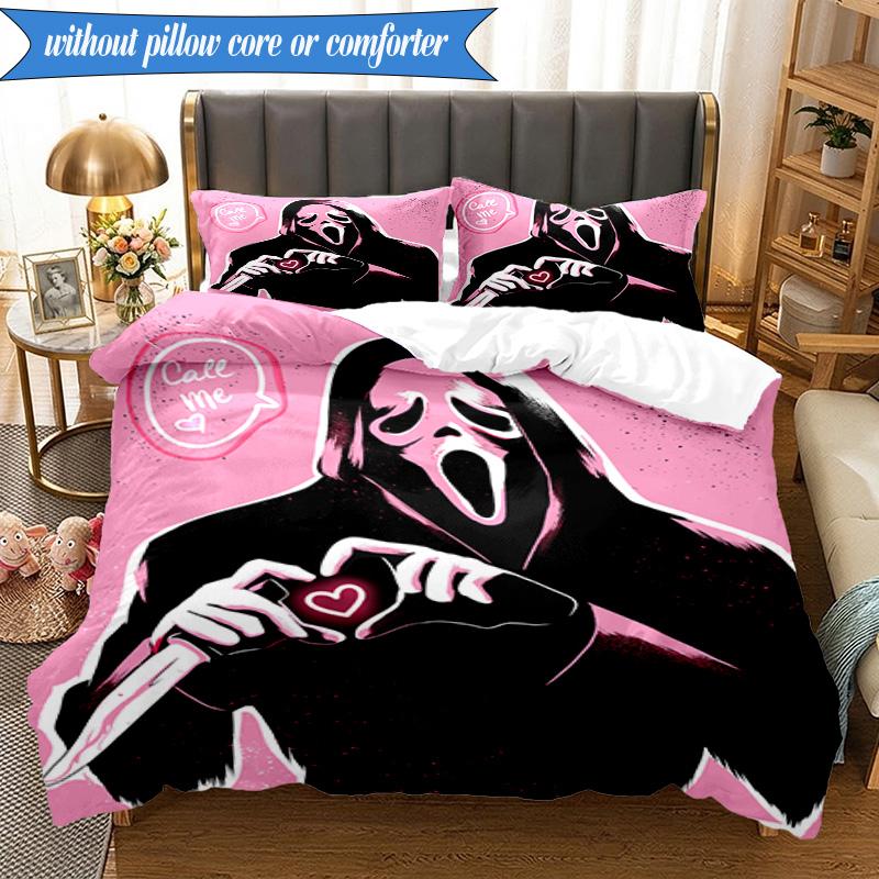 Scr-eam Horror Movie 3pcs K-pop music group Bedding set,Ideal for Bedroom, Dormitory,Including Duvet Cover And 2pcs Pillowcases,Fan gifts