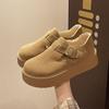 Классические ретро все включено бархатные лоферы женские зимние ботинки 2025 осень и зима новые туфли на платформе-маффине на одной педали хлопковые туфли