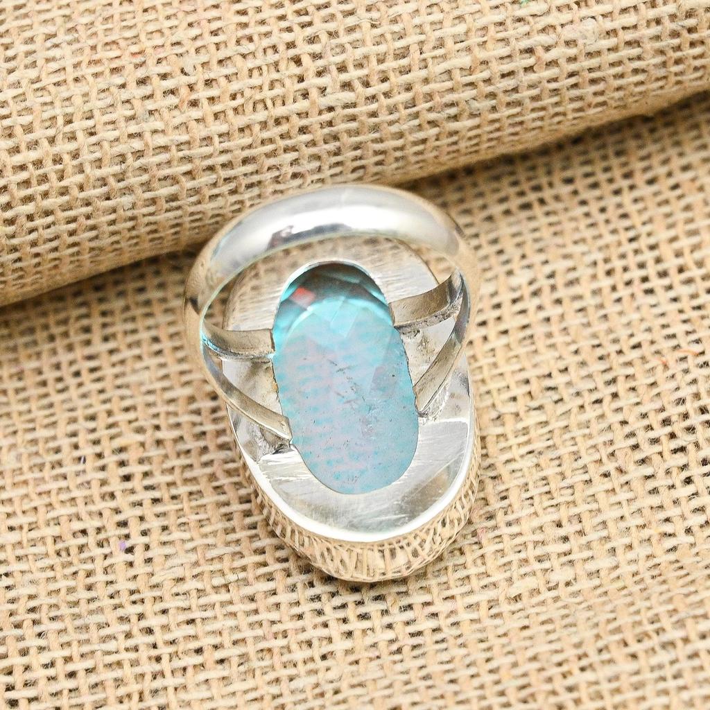 Радужный мистический топаз, драгоценный камень, ювелирные изделия ручной работы из стерлингового серебра 925 пробы, прекрасное кольцо для женщин