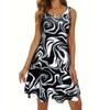 Graphic Print Crew Neck Tank Dress, Casual Sleeveless Dress For Spring & Summer, Women's Clothing