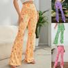 Fashion Vintage Printed Casual Pants Women High Waist Straight Flare Pants Female Elegant Simple Loose Office Ladies Trousers 24469