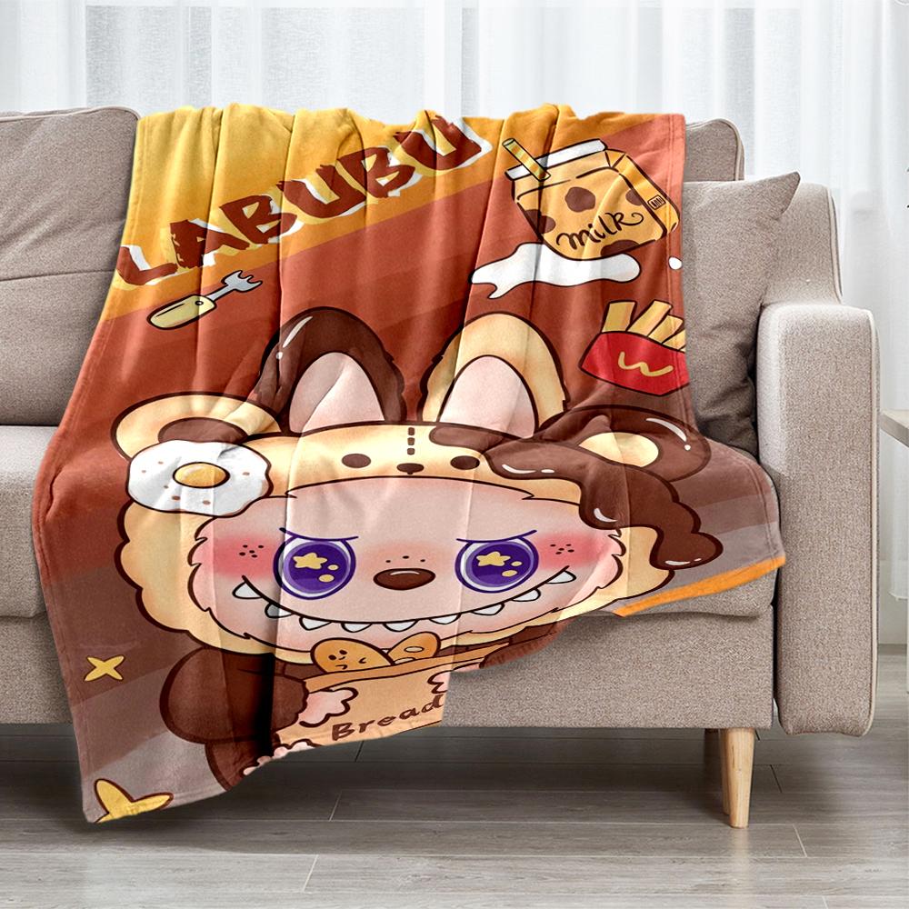 Labubu Theme Printed Blanket - Perfect for Couch, Bed, Travel & Outdoor Use | Machine Washable, Cozy & Durable.