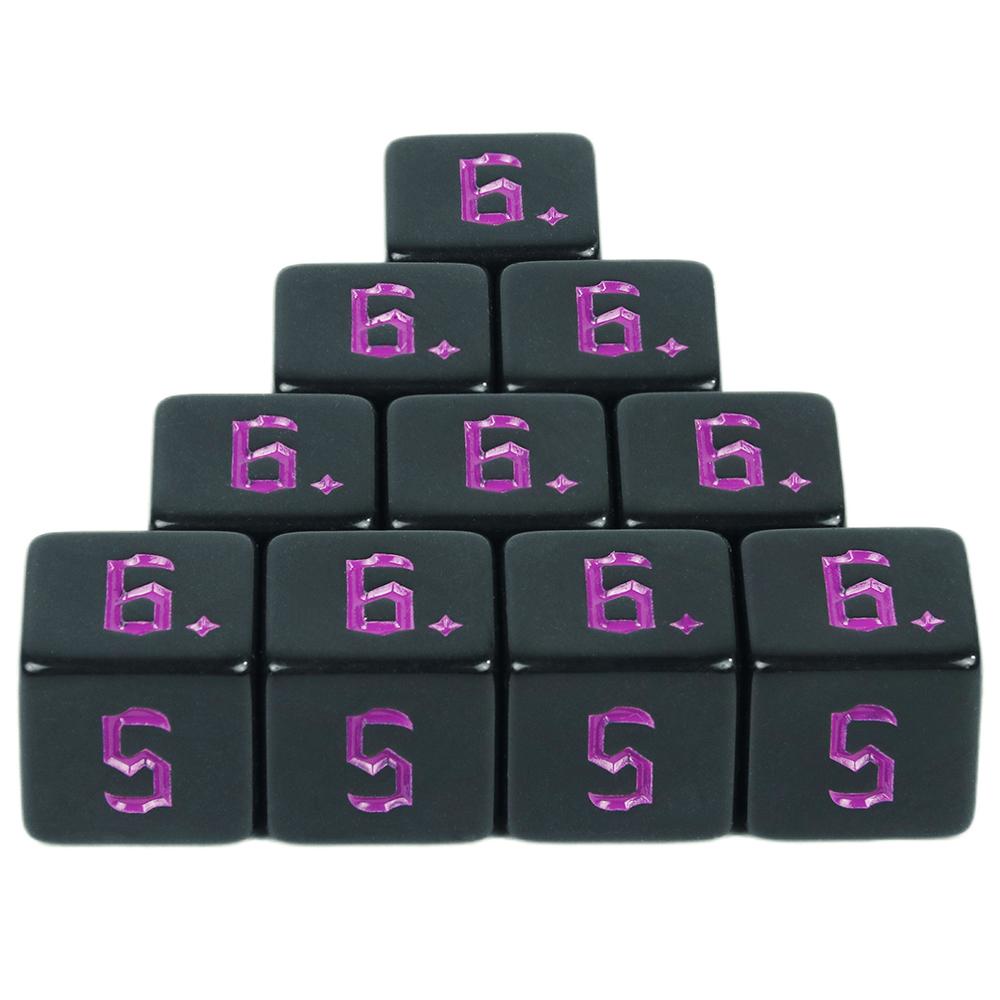 Черные игральные кости 10 шт. Набор из 6-гранных многогранных игральных костей для RPG D&D, аксессуары для настольной ролевой игры, игральные кости