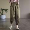 Women's Retro Lace Patchwork Summer Cotton and Linen New Cropped Pants Lantern Pants Design Sense Versatile Pure Cotton Casual Pants