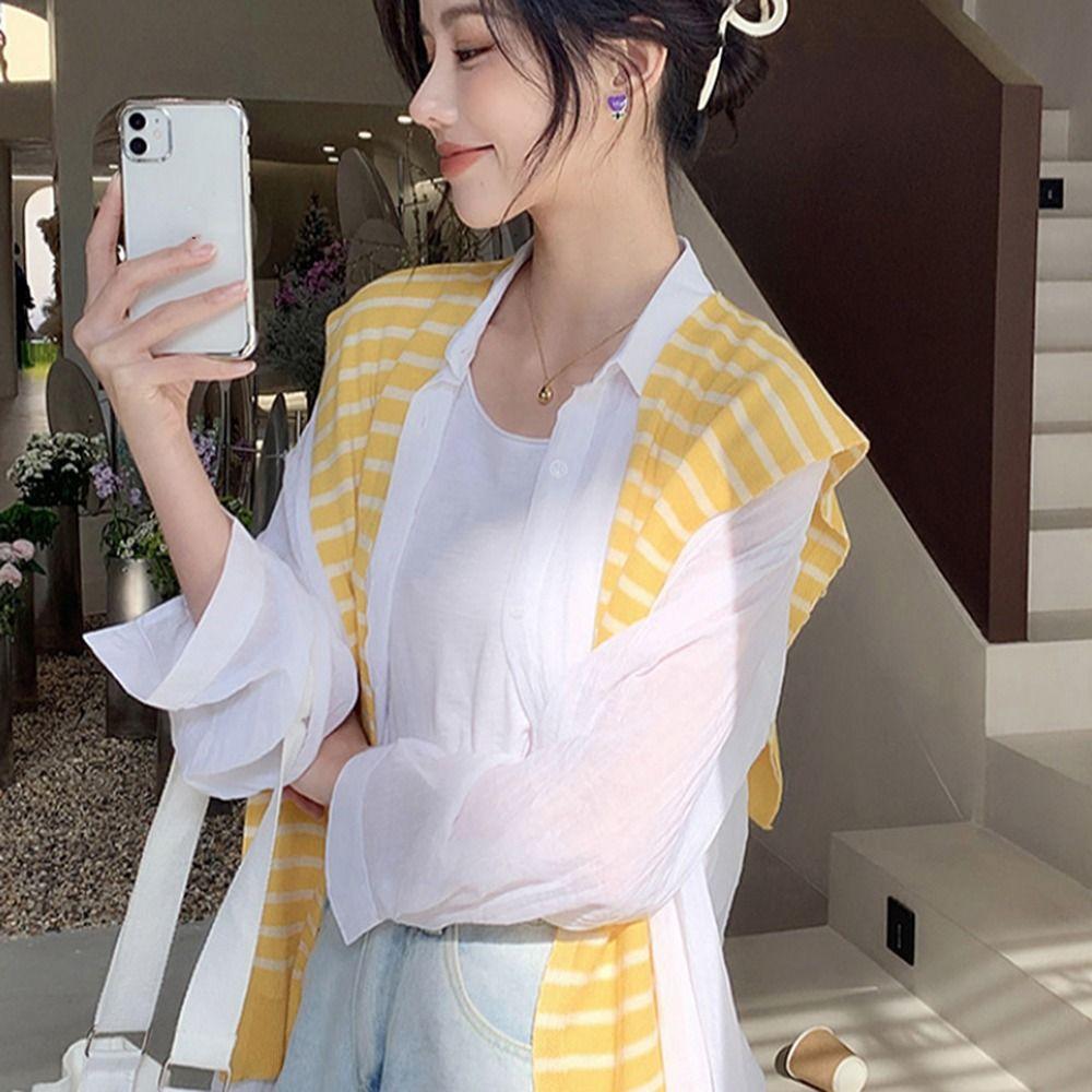 Neck Guard For Women For Men Stripes Wraps Korean Style Scarves Knitted Shawl Female Wool Scarf