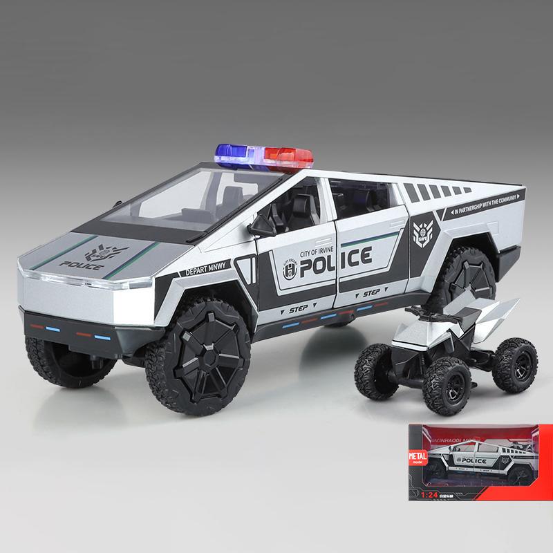 1:24 Полицейский Cybertruck Внедорожник Сплав Металл Литье под Давлением Модель Автомобиля Коллекции для Улицы Классический Модный Игрушечные Украшения День Святого Валентина Дети