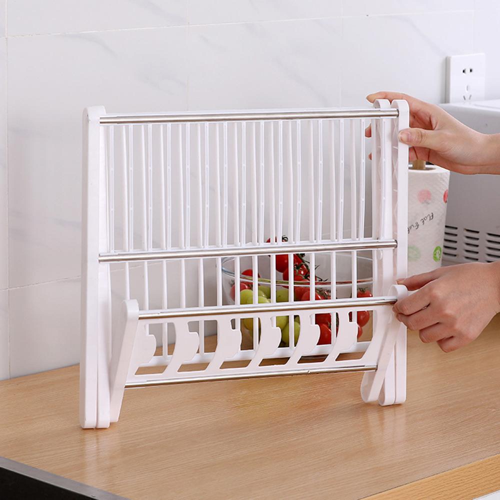 Стеллаж для хранения на кухне, двухуровневый, складной, для слива, вместительная емкость и поднос, многоцелевой, для хранения посуды, миски и подносы