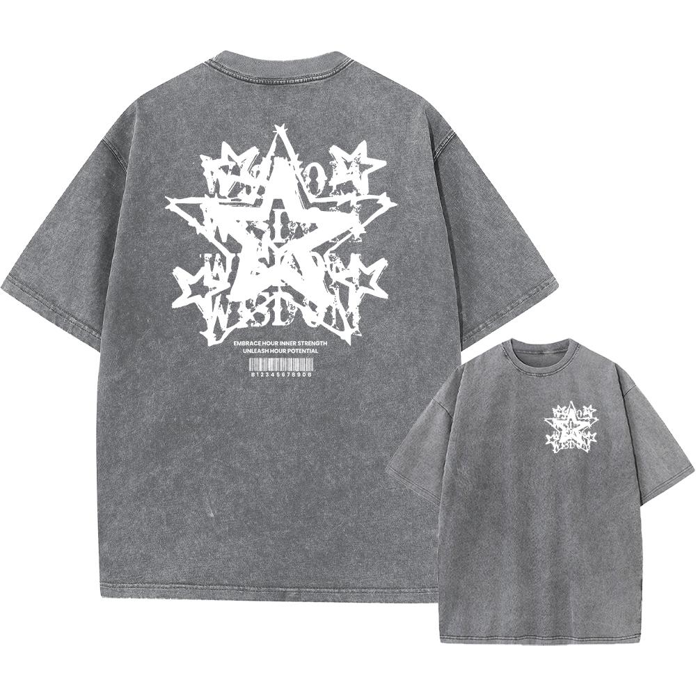 Мужская стираная футболка с винтажным принтом в стиле ретро-панк, повседневная футболка Harajuku из хлопка с коротким рукавом, с эффектом кислотной стирки, верхняя часть