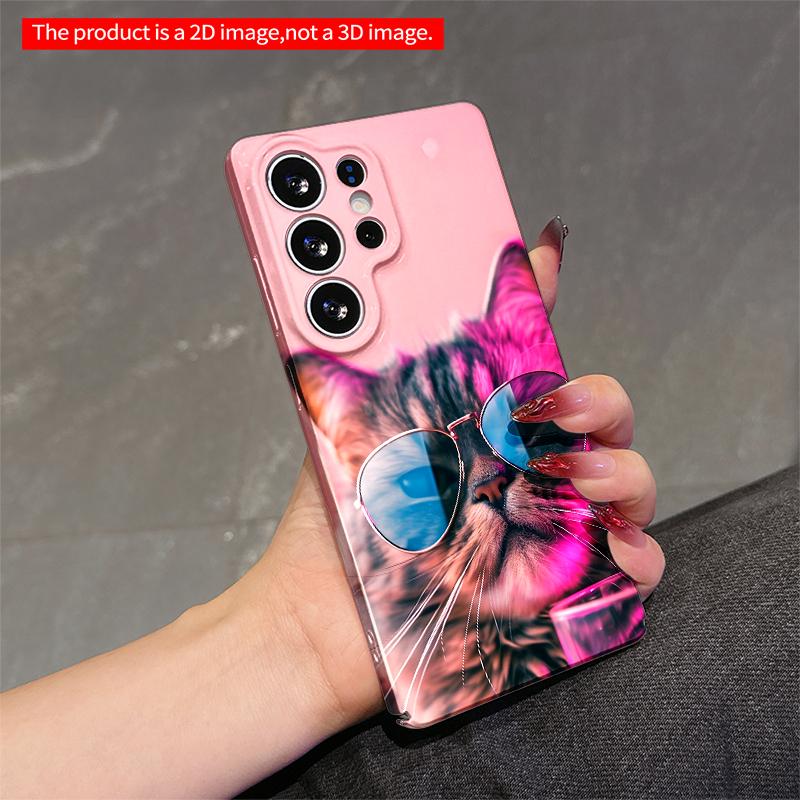 2DFlat Samsung phone case Sunglasses Cat in Pink Glow Applicable to Galaxy S22 S23 S24 S25ULTRA S26 A12 A13 A14 A15 A16