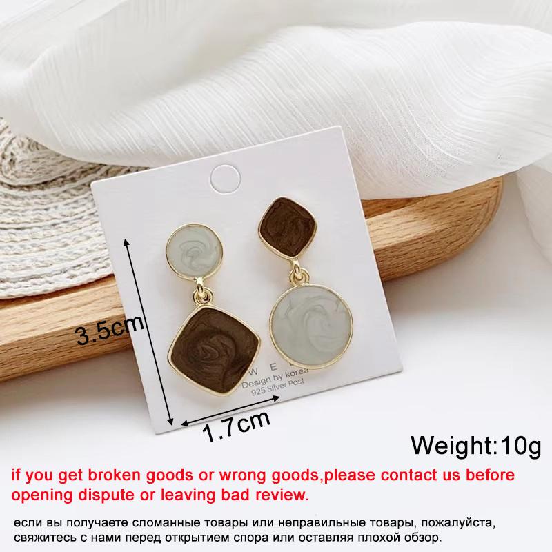 Trendy Enamel Women's Earrings Colorful Glaze Heart Drop Earrings Round Square Pendants Geometric Hanging Earrings