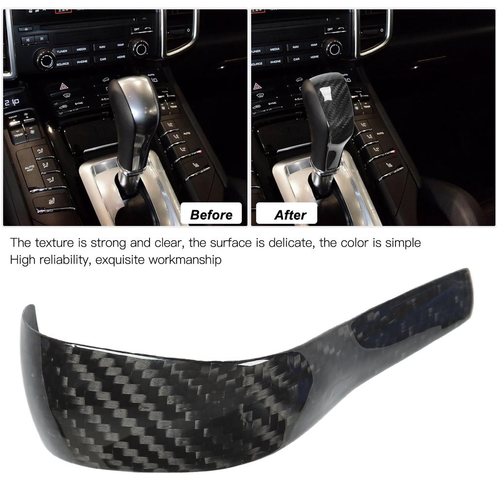 Ярко-черная отделка ручки рычага переключения передач салона, замена, накладка на ручку переключения передач из углеродного волокна для Porsche Cayenne 958 2011–17