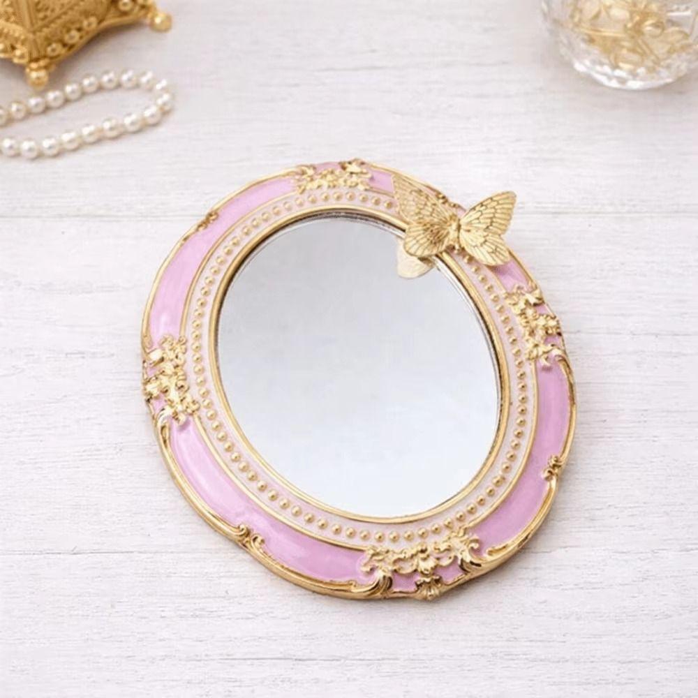 Romantic Antique Handheld Makeup Mirror Reliefs Portable Mirror Mini Retro Makeup Mirror Gift