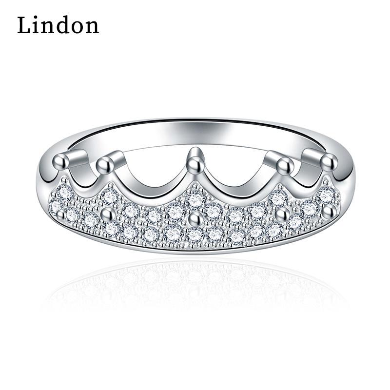 Lindon Classic Copper Alloy Zircon Ring Ladies Jewelry Wedding Promise Party Gift