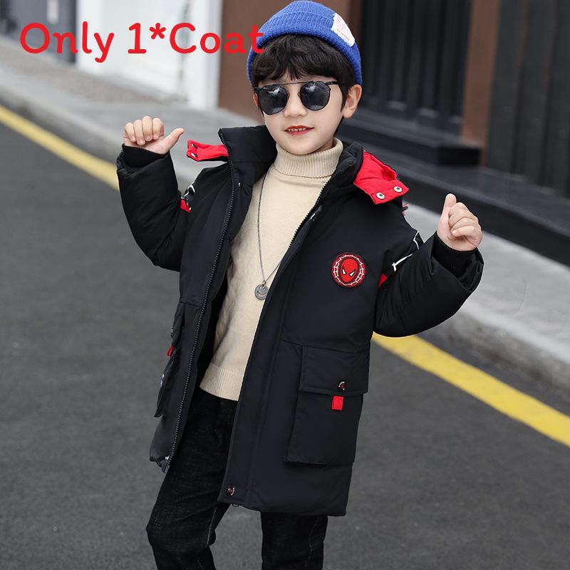 Winter Boys Cotton Jacket With Spider Man Pattern Thickened Polyester Insulation For Kids