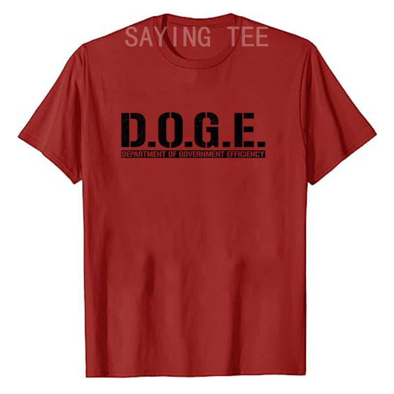 DOGE D.O.G.E. Футболка с принтом 'ДЕПАРТАМЕНТ ГОСУДАРСТВЕННОЙ ЭФФЕКТИВНОСТИ' Юмор Забавные буквы Напечатанная надпись Футболка Графический наряд Топ с коротким рукавом