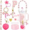 12PCS Cup Accessories for Cup 30oz 40oz Straw Cover Cap Water Bottle Handle Strap Boot Chains Personalized Sticker