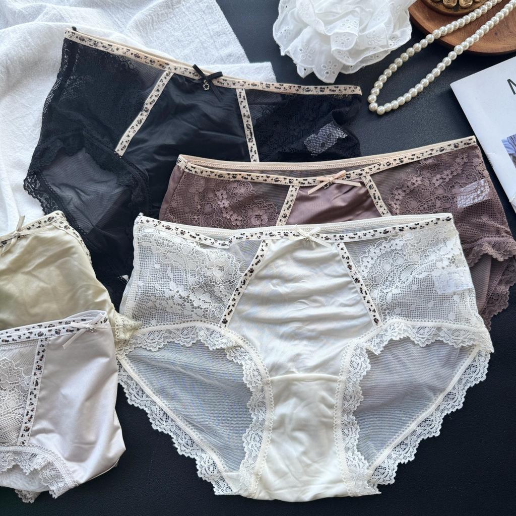 Женские летние трусы-слипы из атласа с принтом леопарда по краю, легкие, с ощущением роскоши и элегантности, с эффектом "ледяного шелка"