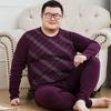 Пижамный комплект из хлопка для полных мужчин, большой размер, тонкое термобелье, свободный костюм для полных мужчин