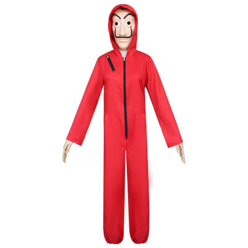 Halloween Cosplay Costume Money Heist Dali Costume Red Jumpsuit Clown