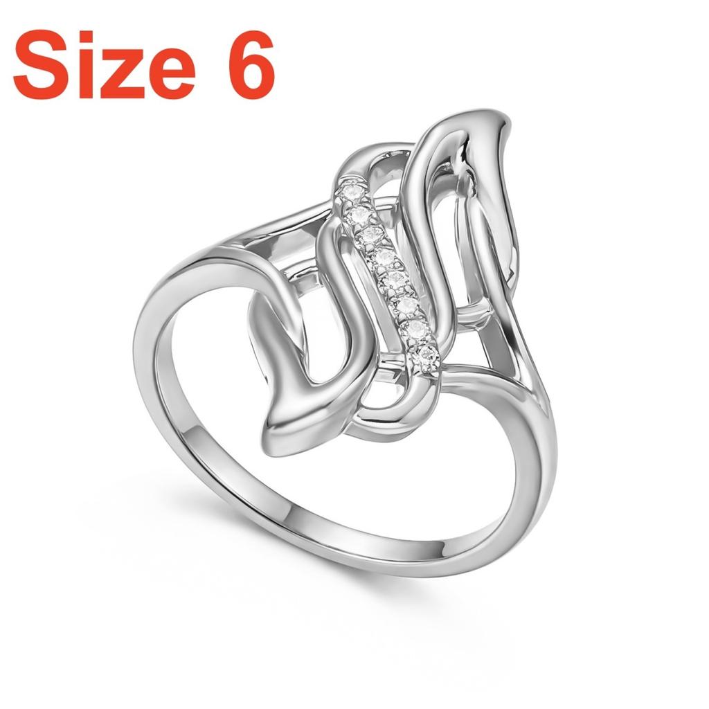 Creative Inlaid CZ Zircon Exaggerated Curve Wrapped Finger Rings Fashion Dainty Hollow Ice Cream Shaped Ring Punk Party Zircon