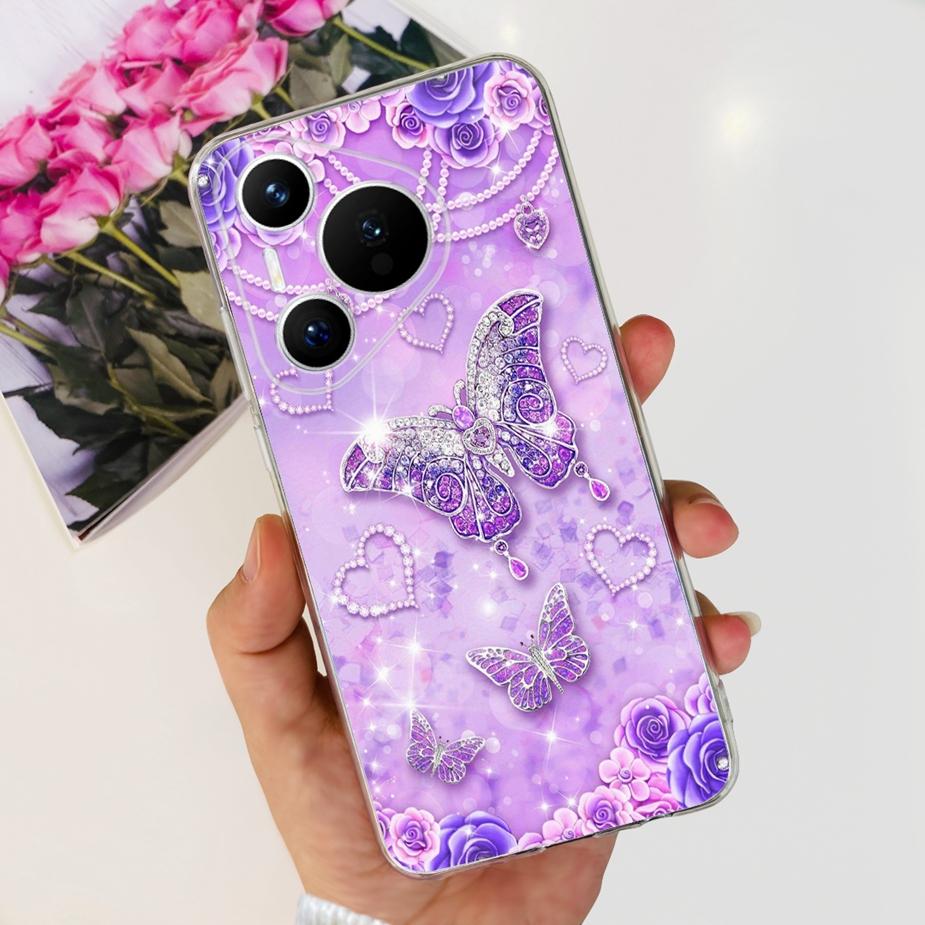 Чехол для Huawei Pura 70 Милый мультяшный расписной чехол Прозрачный силиконовый чехол для телефона Для Huawei Pura 70 Pro Plus Pura70 Pro + Мягкий чехол