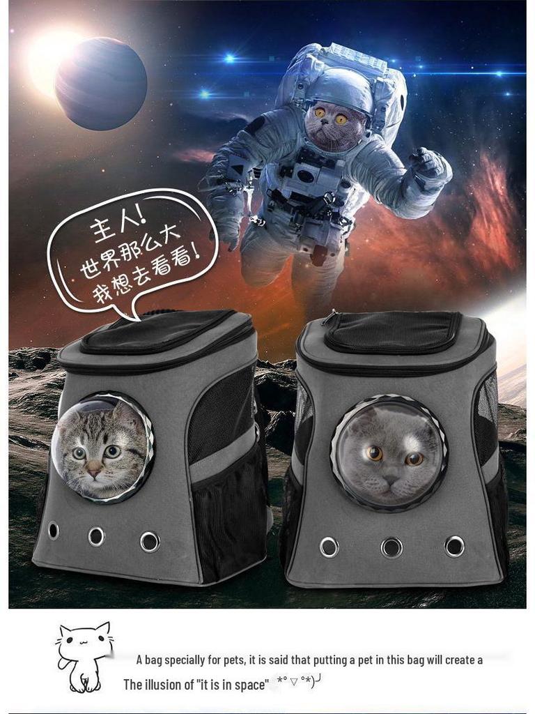 Breathable Double Shoulder Pet Backpack with Space Capsule Design