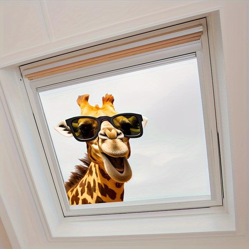 Мультяшные улыбающиеся солнцезащитные очки Длинношеий олень Стекло Домашнее украшение Наклейки на стену