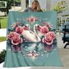 1pc Swan Printing Lightweight Flannel Blanket, Comfortable and Warm Blanket, for Camping Sofa Bed and Couch Office, Suitable for Gift Blanket