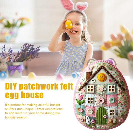 Yousheng Felt Egg House Kit DIY Patchwork Felt Egg House Craft Kit Handmade Embroidered Easter Eggs Crafting Set for Easter Basket Festive Decor