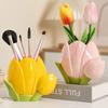 Ceramic Makeup Brush Storage Bucket Retro Stationery Shelf Tulip Flower Pen Holder  Student