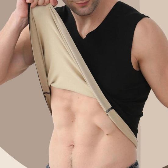 Мужской жилет-топ с V-образным вырезом, без рукавов, термофиксирующий бесшовный дизайн, двусторонний, матовый, ремесленный, пуловер, жилет