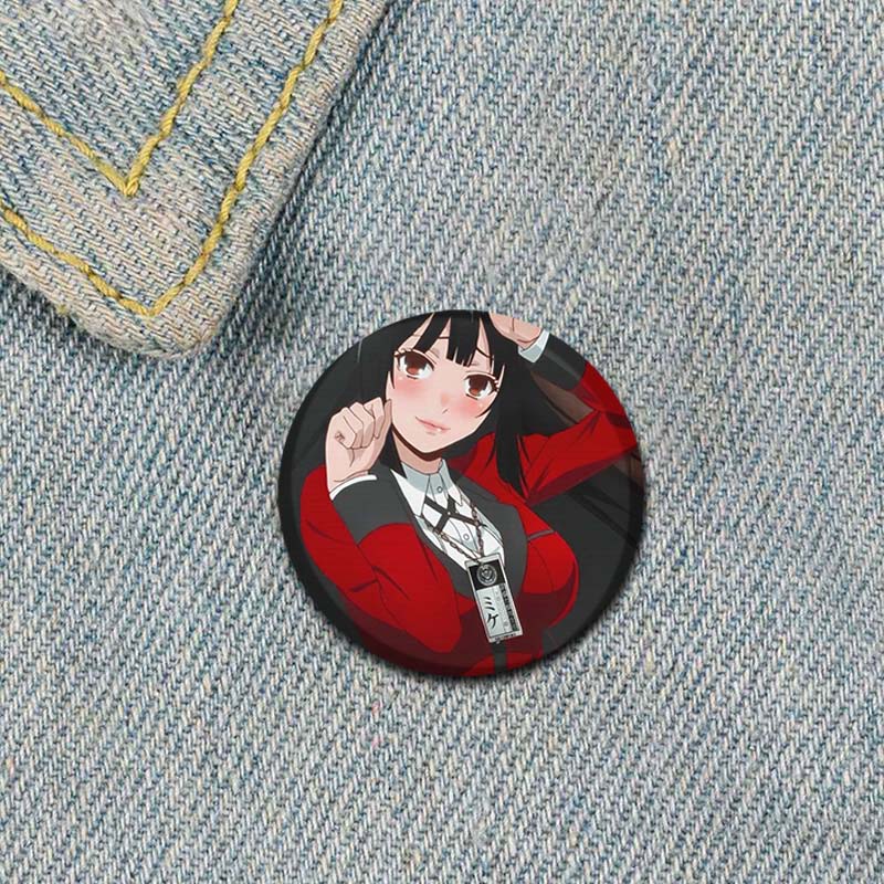 58 мм аниме манга KAKEGURUI брошь 58 мм круглая булавка для лацкана нагрудник Yumeko Jabami мультфильм косплей значок для одежды декор рюкзака подарки