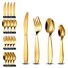 16pcs Cutlery Set Gold Kids Tableware Stainless Steel Mirror Dinnerware Dinner Tea Spoon Fork Knife Silverware Flatware Set