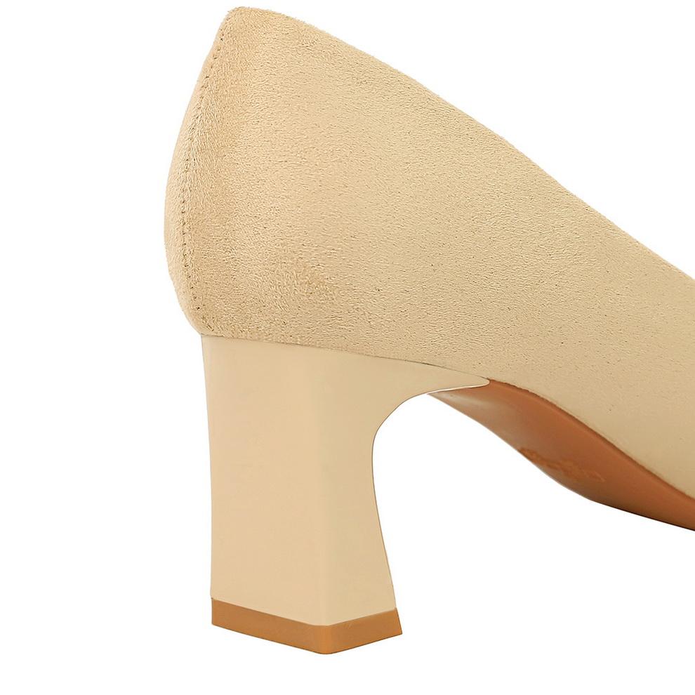 BIGTREE, простые и удобные профессиональные замшевые женские туфли на высоком толстом каблуке с открытым носком и квадратной головкой, одинарные туфли