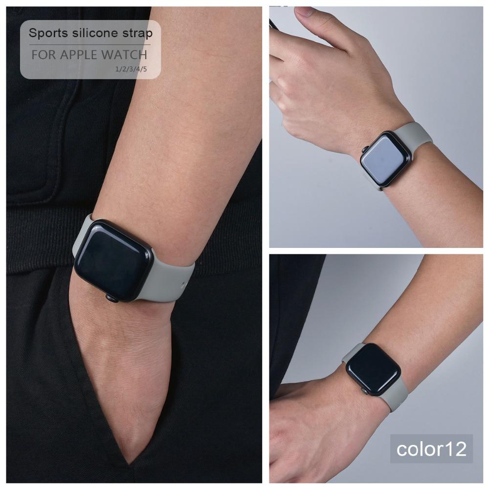 Мягкий силиконовый спортивный ремешок для Apple Watch 6 SE 5 4 3 2 1 38 мм 42 мм резиновый ремешок для часов для Iwatch series 5 4 40 мм 44 мм