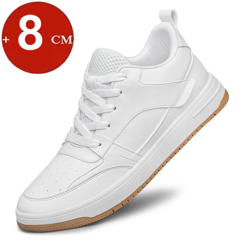 Кожа 6см 8см Обувь для скейтборда на платформе Мужские повседневные кроссовки Белые Туфли для увеличения роста Невидимый человек Выше Подъемная обувь Плоская подошва