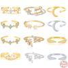 S925 Sterling Silver Opening Adjustable Ring Small Fresh Super Fairy Ring Ring Star And Moon Minimalist Ring Tail Ring