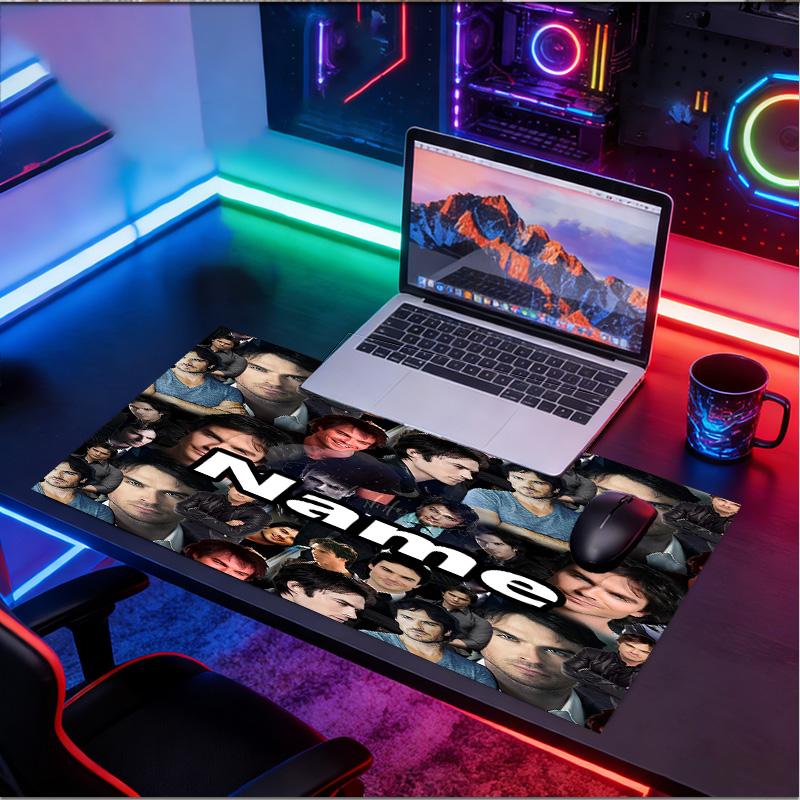 Custom Name Personalized Damon Salvatore Pattern Mousepad, Laptop PC Desk Mat, Decorative Desk Mat for Home Keyboard Pad Gift
