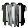 Spring Autumn Cardigan Jacket Solid Color Irregular Hem Draping Cardigan Vest Streetwear