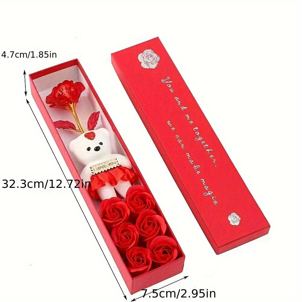Creative Gift Box with Plush Bear And Artificial Roses - Ideal for Weddings, Birthdays, And Special Occasions, Romantic Gift Box|Playful Design