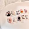 Cute Style Wear Nails Daily Short Nail Art Handmade Three-dimensional Pinching Glue Dopamine Color Removable Fake Nail Sheets