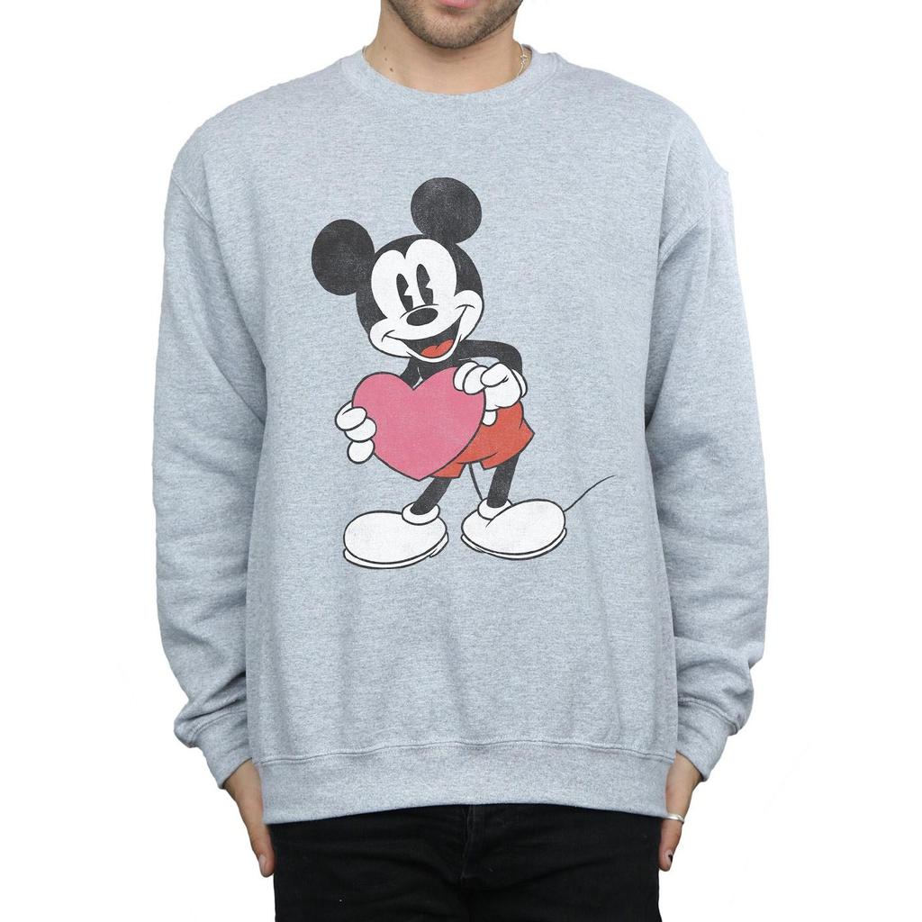Disney Mens Mickey Mouse Valentine Heart Sweatshirt
