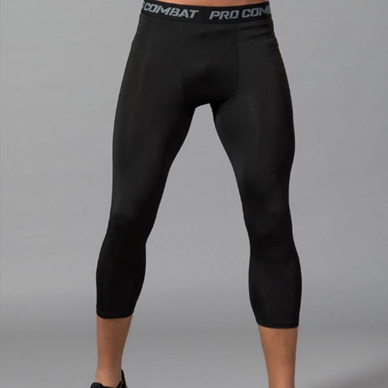 Мужские обтягивающие компрессионные тренировочные брюки для бега для бега, брюки для фитнеса, детские баскетбольные спортивные обтягивающие укороченные брюки 3/4