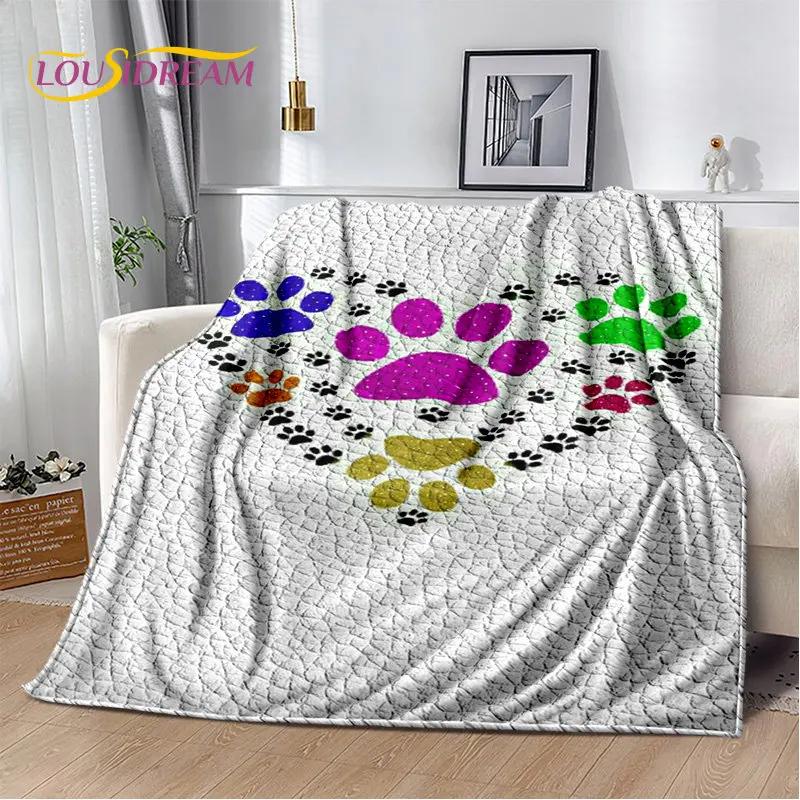 Мягкое плюшевое одеяло с 3D подошвой для домашних животных, фланелевое одеяло для гостиной, спальни, кровати, дивана, детского чехла для пикника