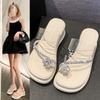 Sandal Slippers Female Summer Outside Wear Fairy Senior Sense Rhinestone Fashionable Set Toe Thick Bottom Slippers Fashion Women Breathable Shoes