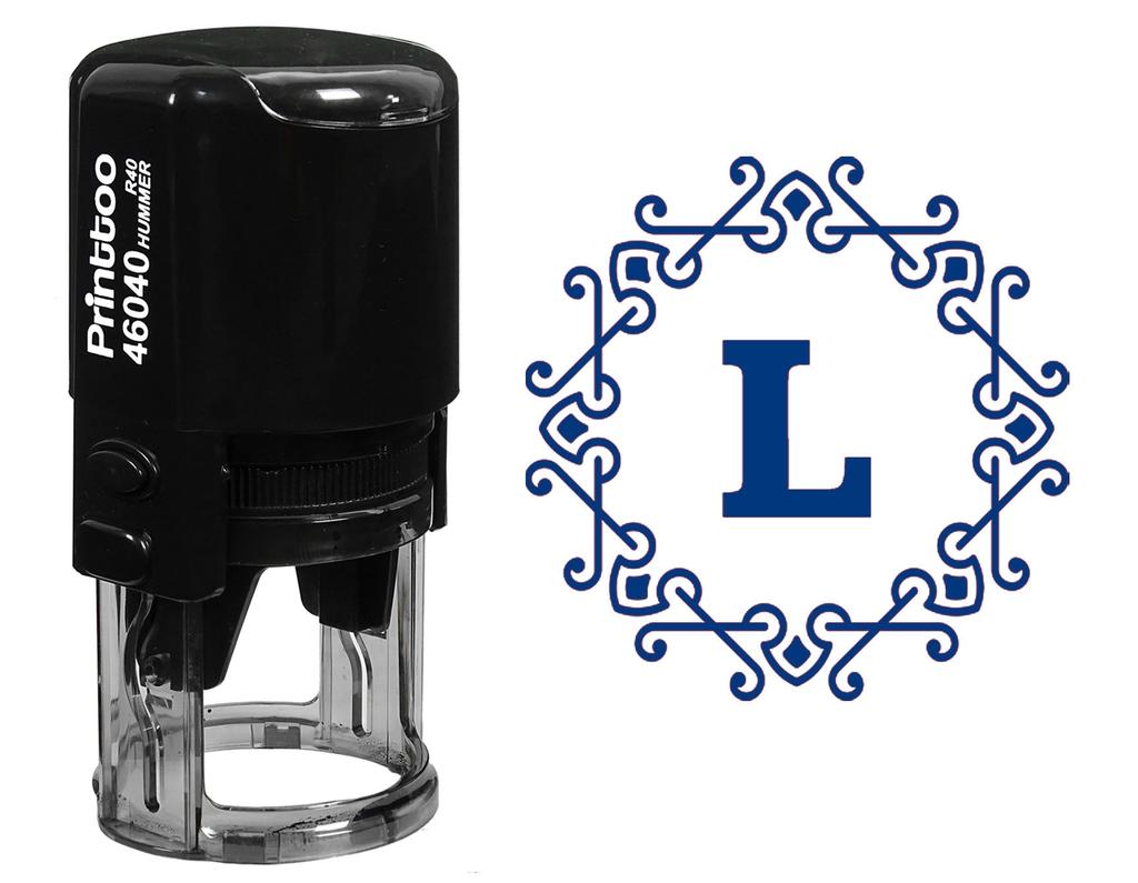 Printtoo Octagon Celtic Swirl Frame L Alphabet Monogram Initial Self Inking Rubber Stamp R-40 Office