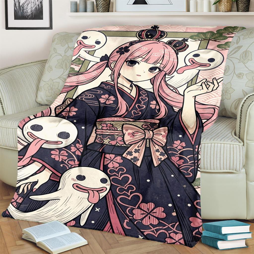 "ONE PIECE" Comfortable Print Blanket Flannel Warm for Home Bedrooms and Sofas
