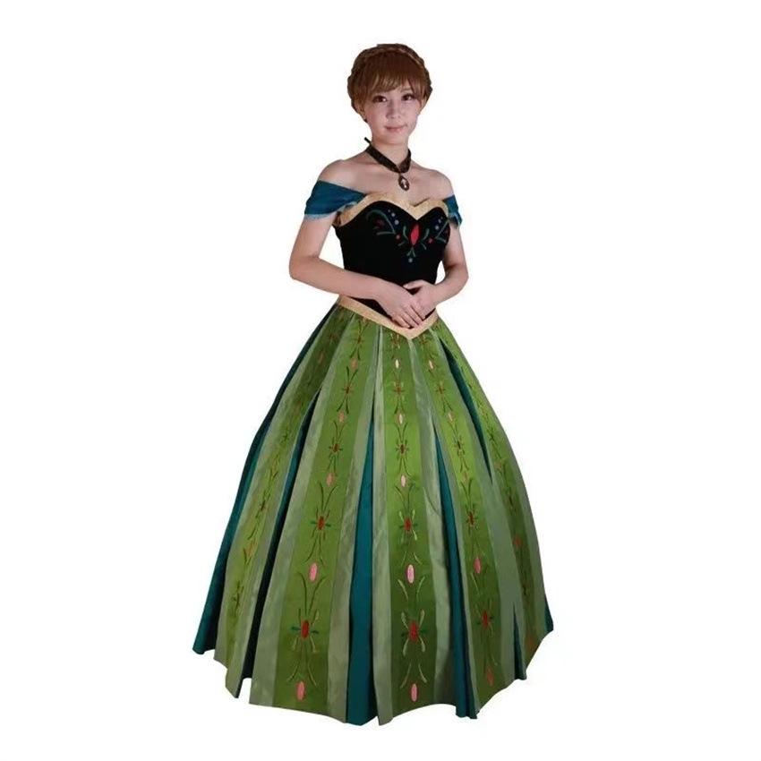 Princess Anna Frozen Cosplay Embroidered Gown Dress