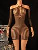 Fhseer Женское Прозрачное Сексуальное Нижнее Белье Мини-Платье Bodycon с Вырезами и Рваным Дизайном, Длинный Рукав, Бэбидолл для Частной Вечеринки
